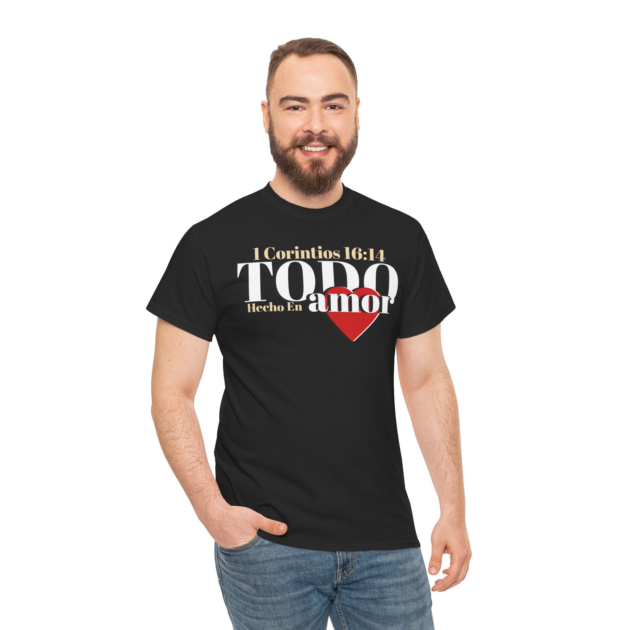 Do Everything in Love" 1 Corinthians 16:14 Christian T-Shirt Spanish Frntop2