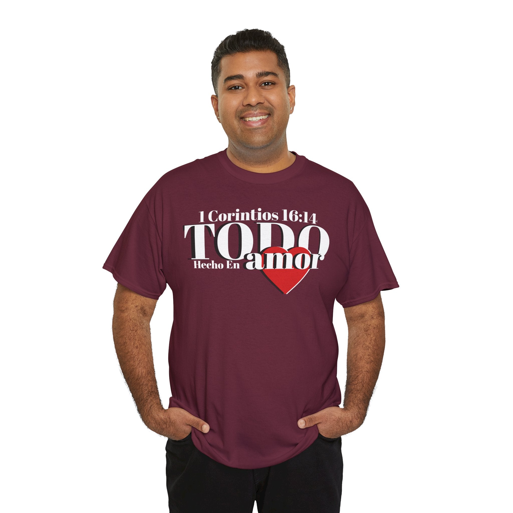 Do Everything in Love" 1 Corinthians 16:14 Christian T-Shirt Spanish Frntop2