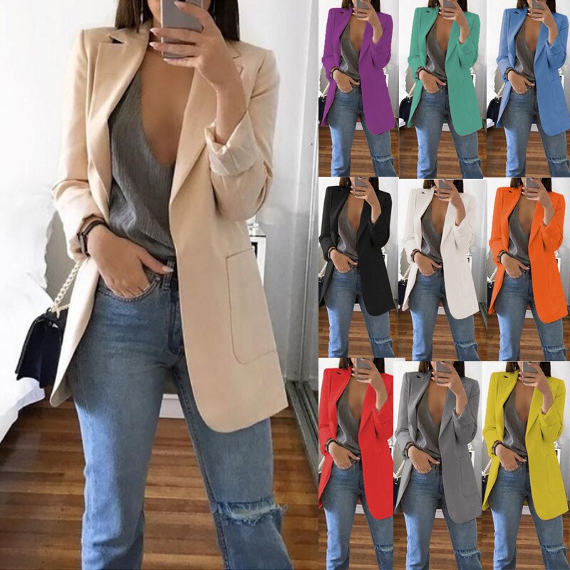 Autumn Women Casual Slim Blazers Suit Jacket Fashion Lady Office Suit